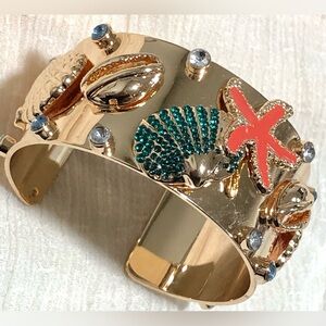 Elegant Gold Sea Life Cuff Bracelet
